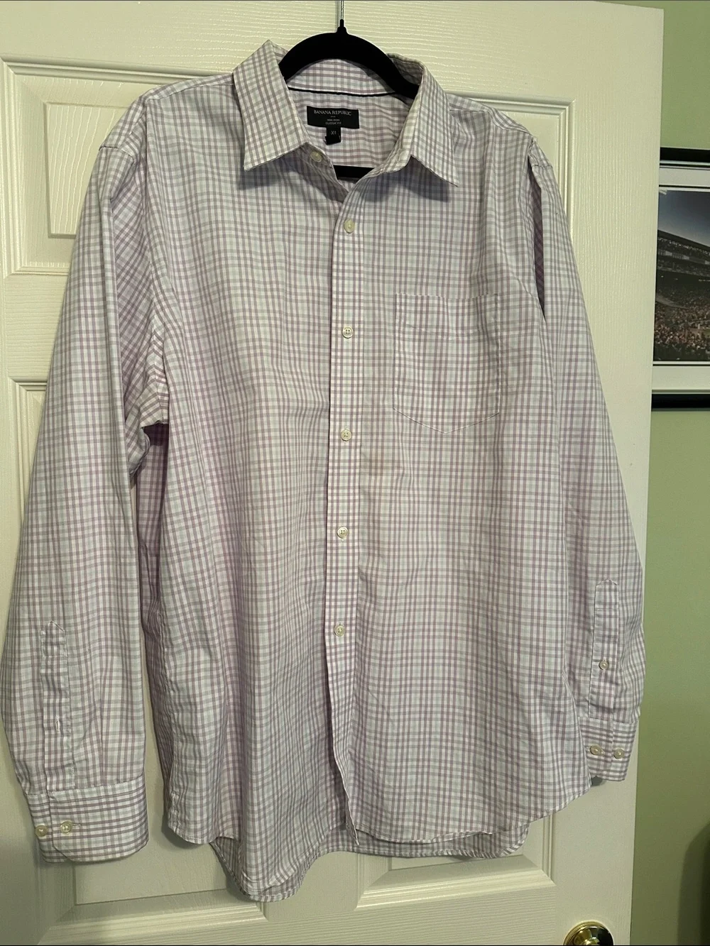 Banana Republic Lavender and White Check Dress Shirt